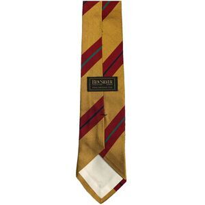 Ben Silver 56” 3.25” Charleston London Silk Gold, Red, Green, Blue Striped Tie